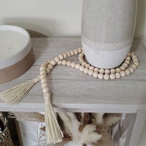 Bead Garland Wooden Boho Cottage Decor Farmhouse Mantel Accent Table Decoration